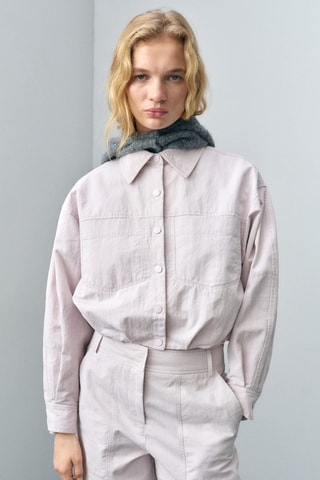 Blouson en jean froncé - Lilas
