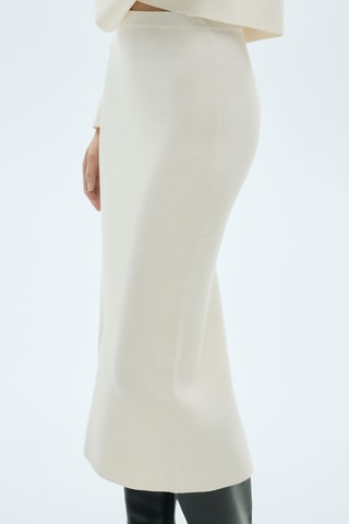 Jupe midi maille fine - Ecru