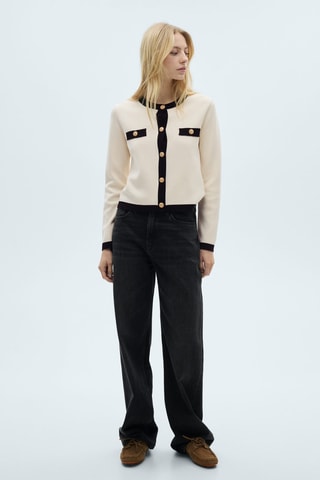 Veste en maille boutons bijoux - Ecru