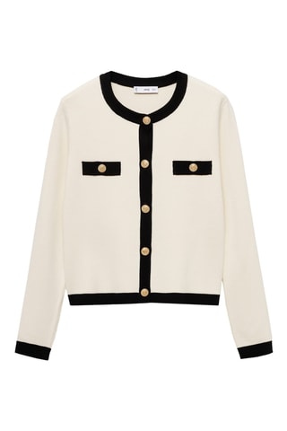 Veste en maille boutons bijoux - Ecru