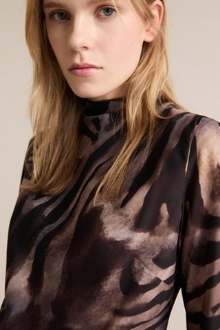 Robe satinée nœud dos zèbre - Marron