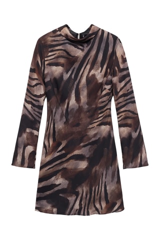 Robe satinée nœud dos zèbre - Marron