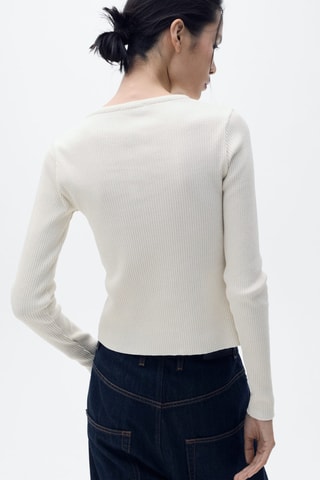 Cardigan coton fermeture contrastante - Ecru