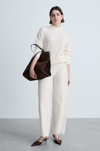 Pull-over maille col montant - Ecru