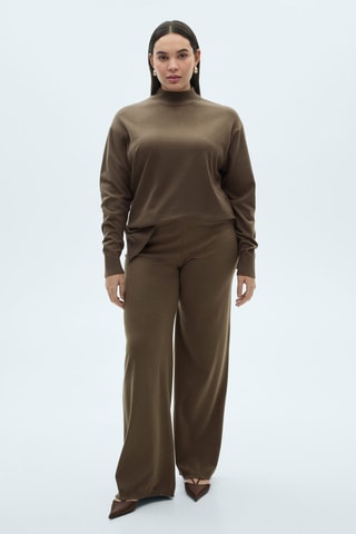 Pull-over maille col montant - Kaki