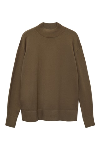 Pull-over maille col montant - Kaki