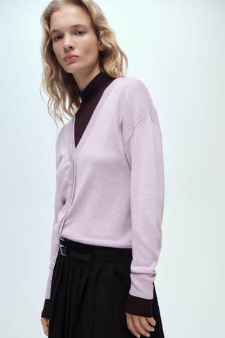 Cardigan maille col V - Violet clair