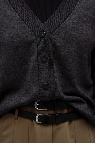 Cardigan maille col V - Gris foncé chiné