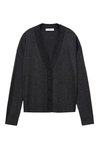 Cardigan maille col V - Gris foncé chiné