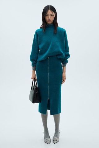 Jupe midi maille fermeture Éclair - Vert