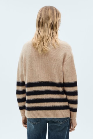 Pull-over rayures col montant - Ecru