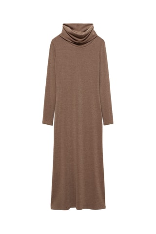 Robe maille col roulé - Marron