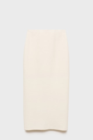Jupe midi laine mélangée - Ecru