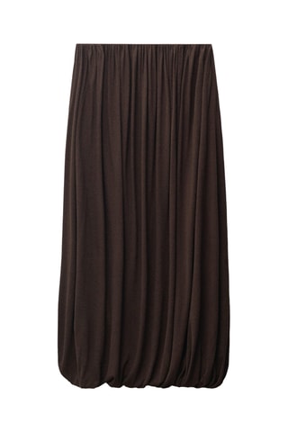 Jupe en laine mélangée avec ourlet bouffant - Chocolat