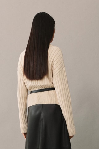 Pull-over maille côtelée - Gris clair