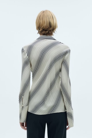 Chemise rayures manches cloche - Blanc cassé