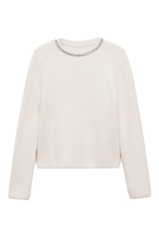 Pull-over col strass - Ecru