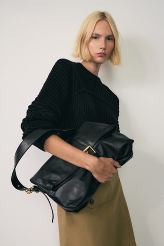 Pull-over maille manches bouffantes - Noir