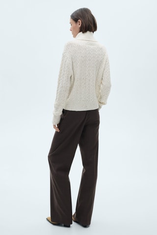 Pull-over torsades col roulé - Ecru