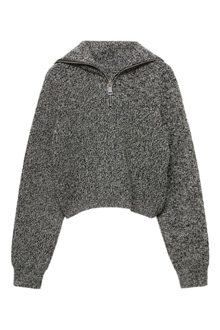 Pull-over jaspé zippé - Noir