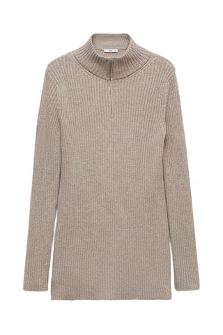 Pull-over zippé maille côtelée - Gris clair