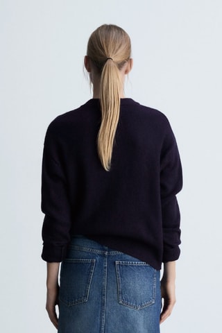 Pull-over maille coton lin col rond - Bleu marine