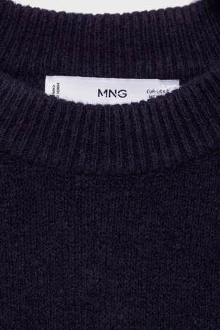 Pull-over maille coton lin col rond - Bleu marine