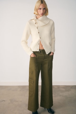 Pull-over boutons col cheminée - Ecru