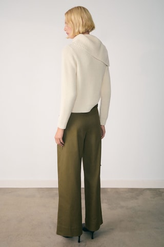 Pull-over boutons col cheminée - Ecru