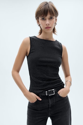 Top coton paillettes - Noir