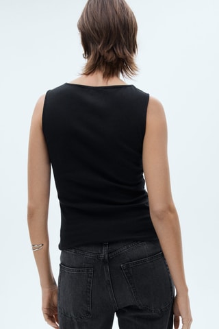 Top coton paillettes - Noir