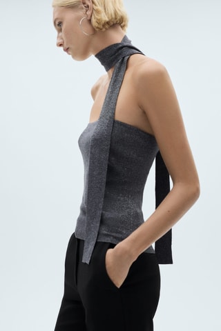 Top Lurex nœud - Gris