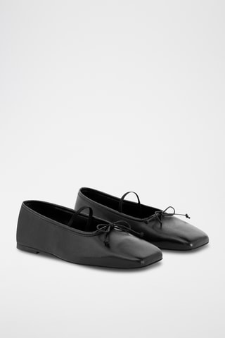 Ballerines cuir bout carré - Noir