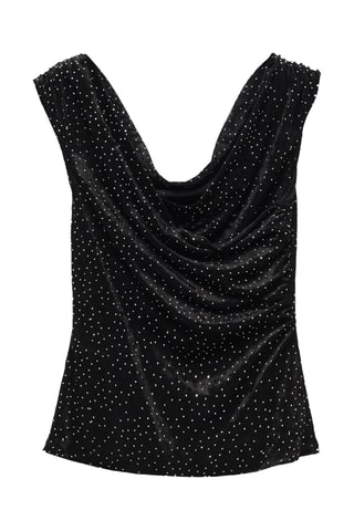 Top maille détail strass - Noir