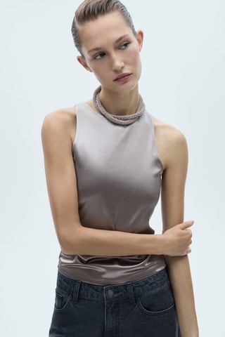 Top satiné métallisé - Argenté