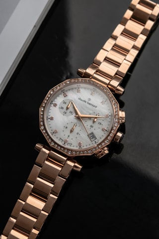 Montre à quartz en acier Dress Code - Chronographe - Doré rose et blanc 