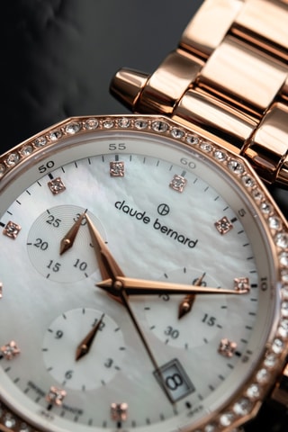 Montre à quartz en acier Dress Code - Chronographe - Doré rose et blanc 
