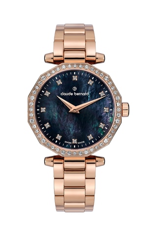 Montre à quartz en acier Dress Code - Doré rose et bleu foncé