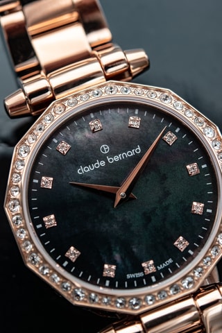 Montre à quartz en acier Dress Code - Doré rose et bleu foncé