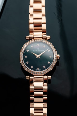 Montre à quartz en acier Dress Code - Doré rose et bleu foncé