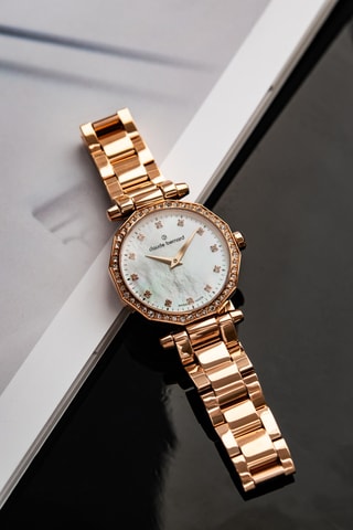 Montre à quartz en acier Dress Code - Doré rose et blanc