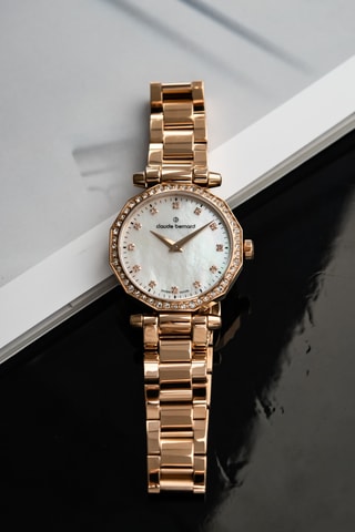 Montre à quartz en acier Dress Code - Doré rose et blanc