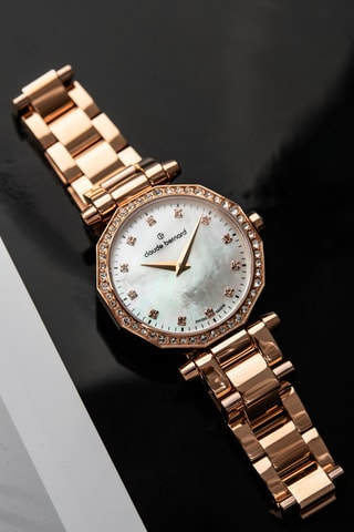 Montre à quartz en acier Dress Code - Doré rose et blanc