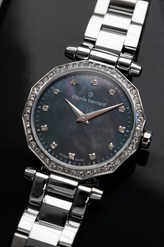 Montre à quartz en acier Dress Code - Argenté et bleu foncé