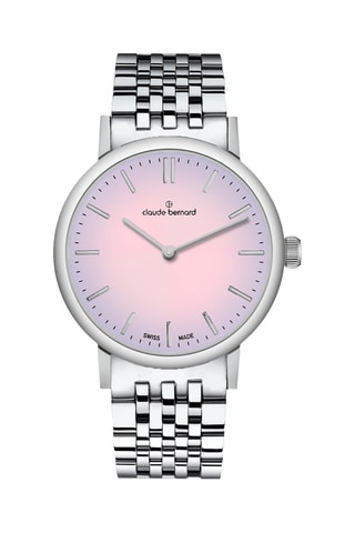 Montre à quartz en acier Slim line - Argenté et rose