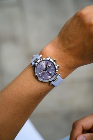 Montre à quartz en cuir Dress Code - Chronographe - Ciel et argenté 