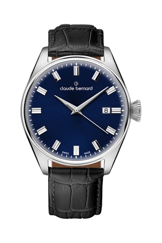 Montre à quartz en cuir Proud Heritage - Noir et argenté