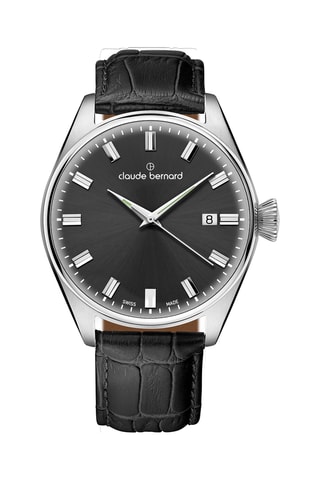 Montre à quartz en cuir Proud Heritage - Noir et argenté