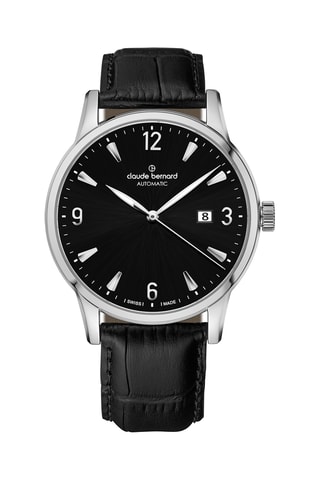 Montre automatique en cuir Classique - Noir et argenté