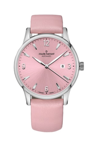 Montre automatique en cuir Classique - Rose et argenté